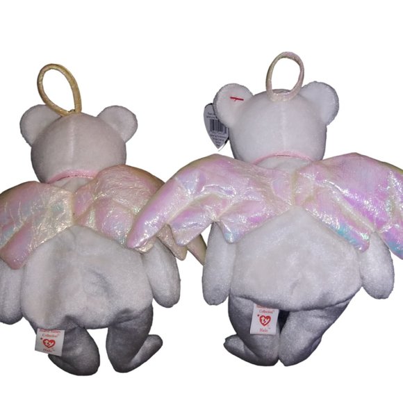 TY BEANIE BABY HALO ANGEL BEAR BROWN NOSE 1998 IRIDESCENT WINGS Lot of 2 Errors - Picture 2 of 8